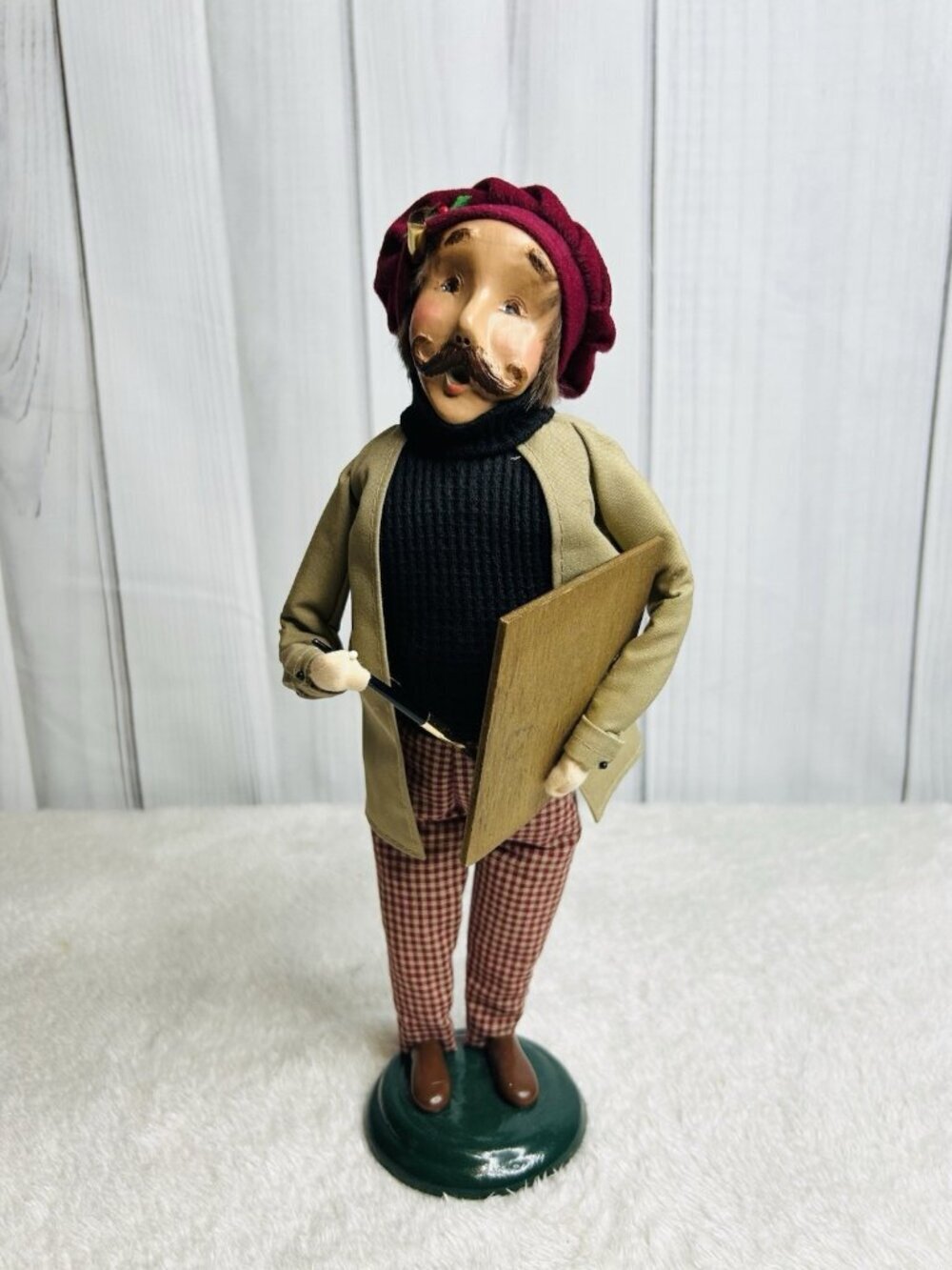 Byers Choice Caroler Artist Man Paintbrushes Palette 1999 Signed 13 in